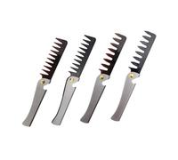 VALICLUD Peine Plegable Acero Inoxidable 4 Unidades Tamaño Compacto Para Cabello y Barba Hombres y Mujeres Uso Diario Portátil Multifuncional Abridor De Botellas Negro y Ámbar