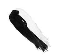 VALICLUD Peluca Sintética Larga Bicolor Negra y Blanca Cabello Liso Mitad Peluca Cosplay Apariencia Realista Adecuada Para Halloween Fiestas y Uso Diario