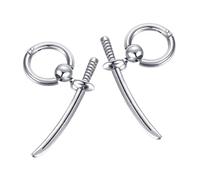 VALICLUD Pendientes Colgantes Punk y Vintage de Acero Inoxidable, Diseño Borla y Espada, un Par para Mujer, Joyería de Moda Streetwear, Tamaño Pequeño, Estilo Urbano