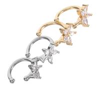 VALICLUD Pendientes de Flores sin Perforar para Mujer Tipo Puño Circonitas 2 Pares Cobre Colores Plata y Oro Joyería Cómoda para Uso Diario y Obsequio Elegante