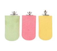 VALICLUD Percha para Pájaros Grande 3 Piezas Superficie para Afilar Garras Plataforma de Madera Multicolor Verde Amarillo Rosa para Jaulas de Loros Periquitos y Cacatúas Accesorio