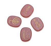 VALICLUD Piedras De Chakra Jaspe Rojo Cristales Curativos Símbolos De Chakras Dorados Para Sanación y Equilibrio