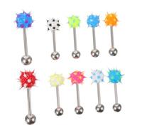VALICLUD Piercings de Silicona para Lengua Diseño de Púas, 10 Unidades, Acero Médico, 3.2x0.75cm, para Perforaciones Seguras y Estilo Individual Color Aleatorio