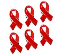 VALICLUD Pins de Concienciación con Broche de Lazo Rojo, 6 Piezas Prácticas en Material de Aleación, Para Uso en Actividades de Apoyo Social