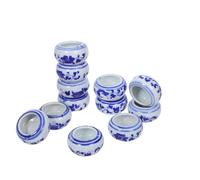 VALICLUD Plato de Tinta Cerámico Multifunción Pequeño 12 Piezas Juego Azul y Blanco para Caligrafía China, Tintero Resistente y Bandeja para Pinceles, Adecuado para Estudio y Manualidades