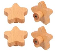 VALICLUD Pomos de Madera Maciza para Cajones y Armarios, Tiradores Redondos de 4 Piezas, Perillas de Puerta de Gabinete Pequeñas, Accesorios para Muebles de Cocina y Tocador, Color Natural