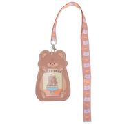 VALICLUD Porta Credencial Colgante Cuello con Diseño Transparente y Animal Kawaii Oso Marrón, Funda para Tarjetas de Identificación Estudiante y Oficina, Cordón Resistente y Visible