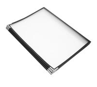 VALICLUD Porta Menú de Restaurante Negro 6 Páginas y 12 Caras Carpeta para Menús de Hotel Acabado Liso y Esquinas Plateadas Soporte Resistente para Cartas de Bebidas y Gastronómicos