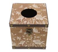 VALICLUD Porta Pañuelos de Madera Cuadrado Vintage Estampado Floral Retro, Caja Dispensadora para Servilletas Faciales Estándar, Accesorio Decorativo para Baño y Comedor, Soporte Funcional