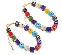 VALICLUD Pulsera Ajustable de Cuentas de Vidrio Ojo Turco 2 Unidades Cadena para Mujer y Niña Joyería Artesanal Colorida Mal de Ojo Accesorio para Festivales y Uso Diario