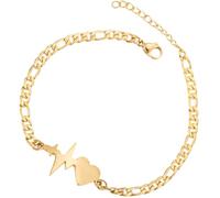 VALICLUD Pulsera Ajustable para Mujer de Acero de Titanio Dorado Diseño de Latidos del Corazón en Forma de Corazón, Adecuado para Ocasiones Obsequios y Fiestas