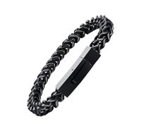 VALICLUD Pulsera De Moda Para Hombre Acero Inoxidable Negro 21.5 Cm Cadena Cierre De Seguridad Extensible Casual Estilo Urbano