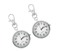 VALICLUD Reloj de Enfermera con Clip Portátil de Acero Inoxidable y Vidrio, Reloj de Bolsillo Redondo para Entornos Hospitalarios, Pack de 2 Unidades con Hebilla para Llaves