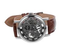 VALICLUD Reloj Mecánico Manual para Hombres Winner con Diseño De Esfera Hueca y Correa PU Color Plata y Marrón Movimiento Preciso y Elegante