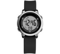 VALICLUD Reloj Negro Resistente al Agua Multifunción LED Electrónico | Estudiantes, Alarma y Cronómetro, Uso Nocturno, Abs, Pu, Resina y Acero Inoxidable
