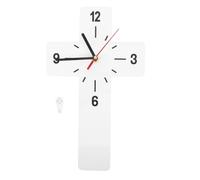 VALICLUD Reloj Silencioso de Pared para Habitación Infantil y Sala de Oración Bordes Suaves en Forma de Cruz Acrílico Blanco y Diseño Minimalista Preparado para Colgar