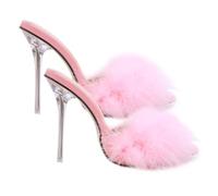 VALICLUD Sandalias de Exterior para Mujer de Punta Fina Tacón Alto y Suela Antideslizante Pantuflas de Verano Color Rosa Talla 38 Cómodas y Transpirables para Uso Diario