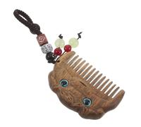 VALICLUD Sandalwood Portable Pocket Comb For Women Hand-carved Vintage Hair Brush With Year Of The Horse Pendant Compact Travel Ornament