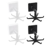 VALICLUD Soporte Giratorio para Utensilios de Cocina 4 Piezas Gancho Adhesivo Multiusos 360° Rotación Abs Resistente 6 Ganchos Negros Colgador sin Rastro para Organizar Cocina