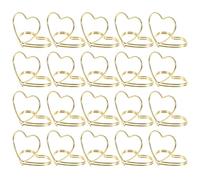 VALICLUD Soporte para Tarjetas Dorado Forma de Corazón Clip de Notas Metálico Doble Capa Porta Tarjetas Decorativo para Bodas Fiestas y Oficina Pack de 25 Unidades Clips de Papel para