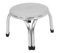 VALICLUD Taburete Redondo de Acero Inoxidable 22 CM Taburete bajo Compacto de Metal Antideslizante para Cocina Baño y Hogar Asiento Resistente y Fácil de Limpiar para Interiores