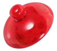 VALICLUD Tapa de Cerámica para Tetera Pequeña de Doble Capa Diseño de Hojas Rojas y Doradas, Accesorio Resistente para Té E Infusiones en Hogar, Cocina y Camping