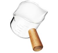 VALICLUD Taza de Espresso de Vidrio Mango de Madera, Capacidad 100ml, Pico Único y Fácil de Usar, Adecuado para Café Leche en Casa o Restaurante