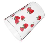 VALICLUD Taza de Vidrio Transparente Estampado de Fresa, Vaso de Agua Resistente a Altas Temperaturas, Taza para Leche y Té para Uso Doméstico, Color Rojo, Capacidad Grande para Infusiones
