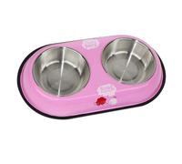 VALICLUD Tazón Doble para Perros y Gatos de Acero Inoxidable Base Antideslizante y Resistente al Óxido, Tamaño Pequeño para Alimentar Comida Seca y Agua
