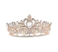 VALICLUD Tiara de Novia Vintage de Círculo Completo Cristales, Tocado Delicado de Pelo Elegante en Rosa Dorado para Bodas y Accesorios de Belleza Nupcial