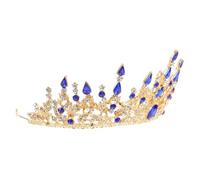 VALICLUD tiara velos de novia diamante de imitación Picadillo de la boda fiesta Decoración de boda accesorio de estilo barroco Tocado decorativo Ropa de cabeza de boda aleación Azul