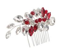 VALICLUD Tocados De Novia Joyas Para El Cabello De Dhinestone Accesorios Para El Cabello De Dama De Honor Postizo Brillante Peine De Novia Rojo Diamantes De Imitación