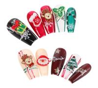 VALICLUD Uñas Navideñas Con Diseño De Copos Papá Noel Manicura Navideña Para Fiestas De Invierno Consejos De Uñas Postizas Con Cobertura Total