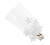 VALICLUD Velos De Novia Cortos Con Flores De Perlas y Peine Accesorios Elegantes Para Bodas y Despedidas De Soltera Tocado De Novia Color Blanco
