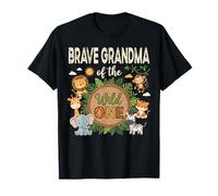 Valiente Abuela del Salvaje Safari Primer Cumpleaños Camiseta