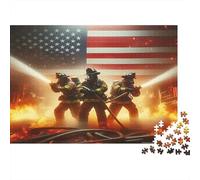 Valientes Bomberos Escena Puzzle de 1000 Piezas Papel para Adultos Rescate Incendio Nocturno Juego de Puzzle 1000 Piezas Familia Regalo 70x50cm/1000pcs