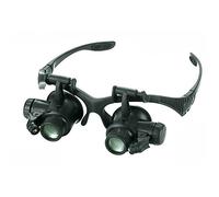 VALINK Lupa para la cabeza, lupa iluminada Lupa 10X 15X 20X 25X Joyería Reparación Lupa Lupa Lupa con 2 Luces LED Microscopio Lupa - Negro