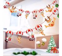 Valixirant Guirnalda de cartón colgante de Navidad de 2,5 m con calcetín de alce de Papá Noel, árbol de fiesta de Navidad, hogar, hotel, para decoración de ventanas, decoración festiva (paracaídas)
