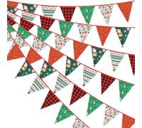 Valixirant Guirnalda festiva de tela para boda, 36 piezas, para Halloween, aula, fiestas, bandera otoño/rojo/verde, decoración colorida triangular, 10 m, banderines temáticos de Navidad (B)