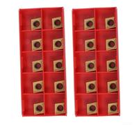 Valixirant Juego de insertos indexables de carburo de 20 piezas CCMT09T304 / CCMT32.51 US735 Torneado externo - Revestimiento CVD+PVD, dureza 92, amarillo, soporte de herramientas de torno CNC