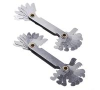 Valixirant Juego de medidores de paso de rosca métrica, 20 piezas de acero de 60°, dispositivo de medición de rosca externa, incluye rangos de 0,5 a 7,0 milímetros, cromado