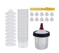 Valixirant Juego de tazas mezcladoras de 600 ml de capacidad de pulverización de medición de abdominales, con tapas, tapas interiores, tapones de rodillo, laca de resina automotriz, 10 piezas