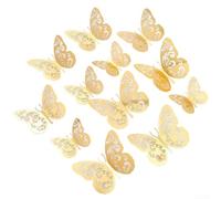Valixirant - Pegatinas de espejo dorado para pared, fondo del hogar, decoración 3D, calcomanías para fiesta, puerta, mariposa, 12 piezas, viviendo en boda (12 cm/10 cm/8 cm)(B)