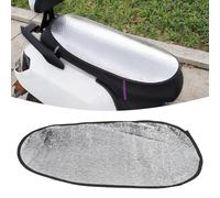 Valixirant Protector solar para motocicleta, almohadilla de asiento con lámina de aluminio reflectante, impermeable, aislamiento térmico, para scooters y motocicletas, 31 x 59 cm, color plateado