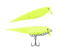 Valixirant TPE - Señuelo de pececillo con alas dobles ajustables, acción de natación realista en forma de S, cebo flotante y hundido, lubina, pez negro y perca, 3.75 pulgadas (amarillo brillante)