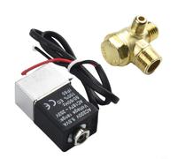 Valixirant Válvula solenoide normalmente cerrada de 2 vías Compresores de aceite, rosca hembra G1/10.2 cm, 220V 4W, cuerpo de aluminio con sello Buna N, 0-1.2 MPa, -10°C a 80°C(A)