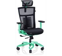 VALK Noma - Silla Gaming de Malla Transpirable, Silla Oficina Ergonomica, Reposabrazos 3D, Base Aluminio, Mecanismo Sincronizado, Reclinable, Asiento Deslizante, Reposacabezas (Negro/Aqua Menthe)