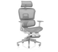 VALK Myla - Silla ergonomica Profesional de Oficina y Escritorio de Malla con reposapies, reposabrazos 4D, Cabezal 3D, Soporte Lumbar y Asiento Deslizante para teletrabajo y Gaming (Blanco/Gris)