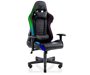 VALK Skadi - Silla Gaming RGB, Silla Gamer Luces LED, Reclinable 160º, Reposabrazos 2D, Silla Escritorio, Silla Oficina, Ergonómica, Transpirable, Pistón Clase 4, Espuma Moldeada en frío (Negro)