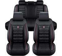 VALKEM Coche Cuero Fundas Asientos para VW Golf 5/Golf GTE/Golf GTI/Golf GTD/Golf Clubsport, 5 Plazas Impermeable Delanteros y Traseros Protector Asiento Coche, Interior Accesorios,E Black Red